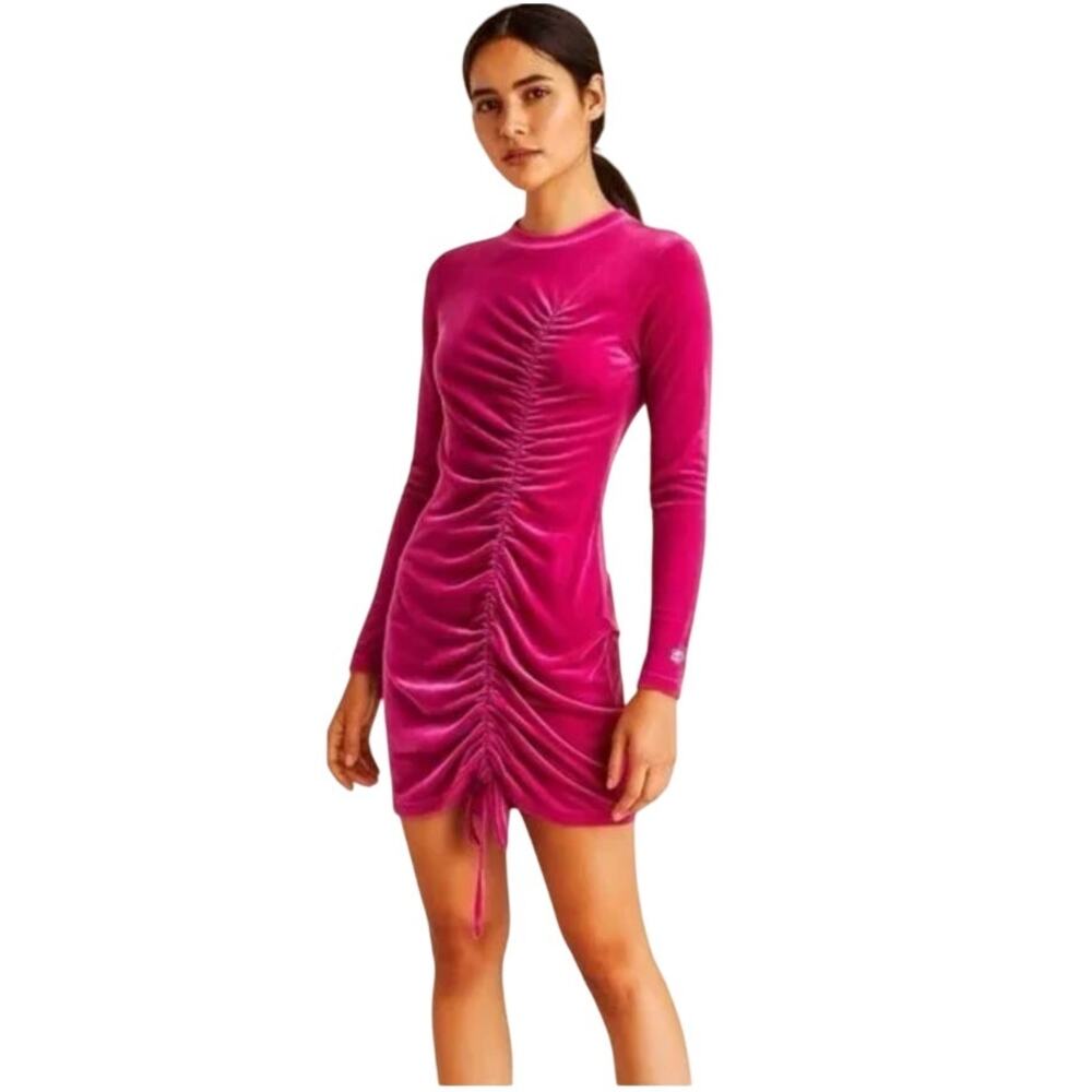 Juicy Couture Dress New Pink Velour Rusched Bodycon Short Stretchy XL